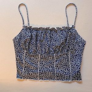 Blue and White Spaghetti Strap Tank Top